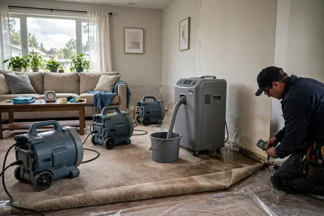 Trade illustration: Water damage restoration work