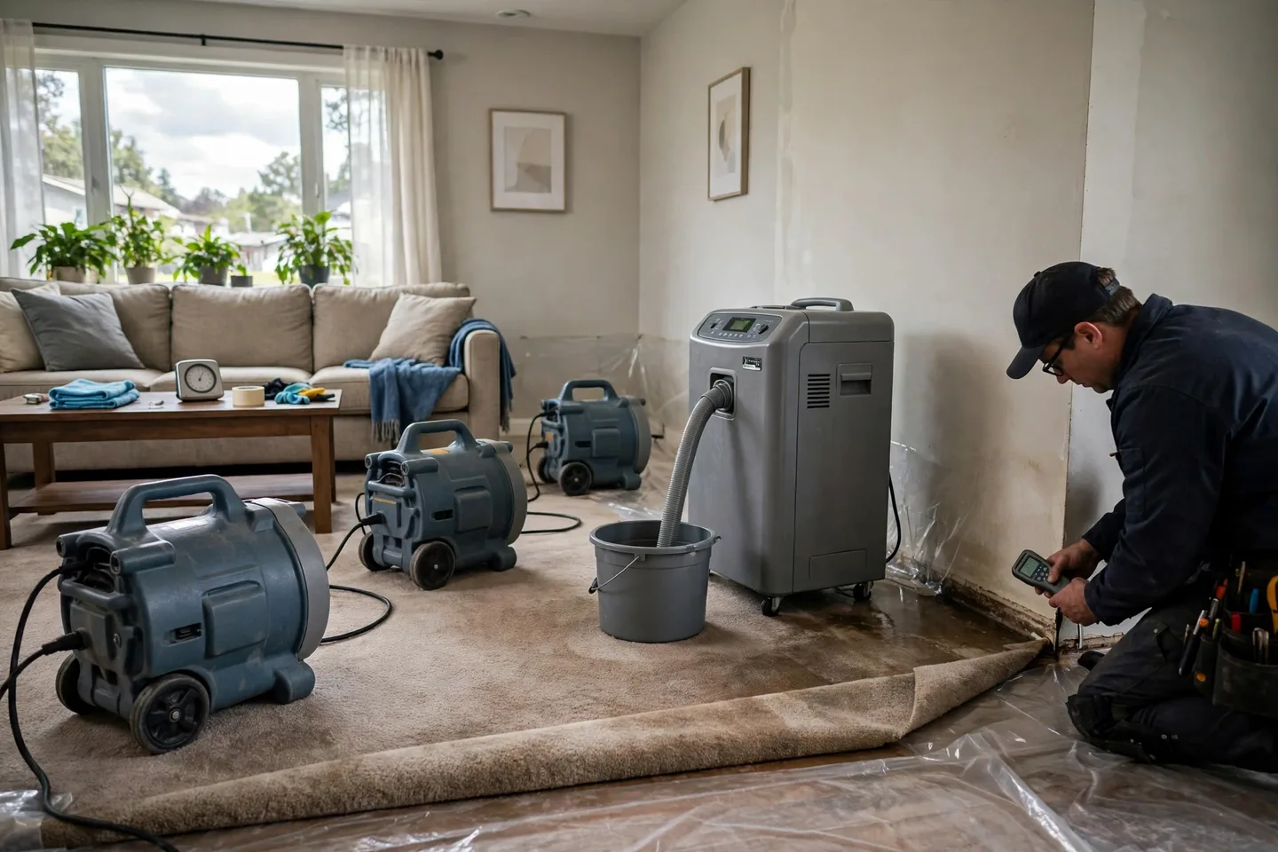 Trade illustration: Water damage restoration work